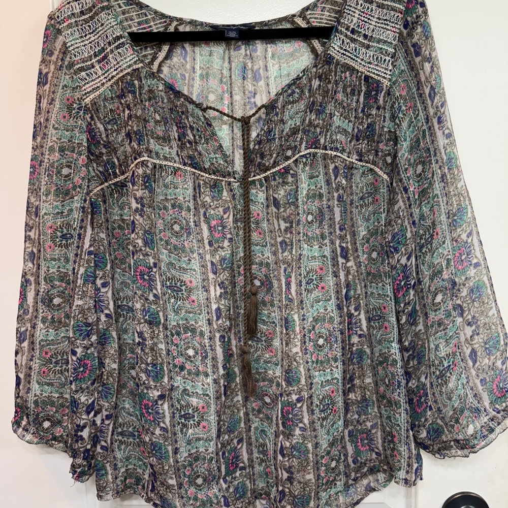 American Eagle Outfitters Multicolor Sheer Blouse